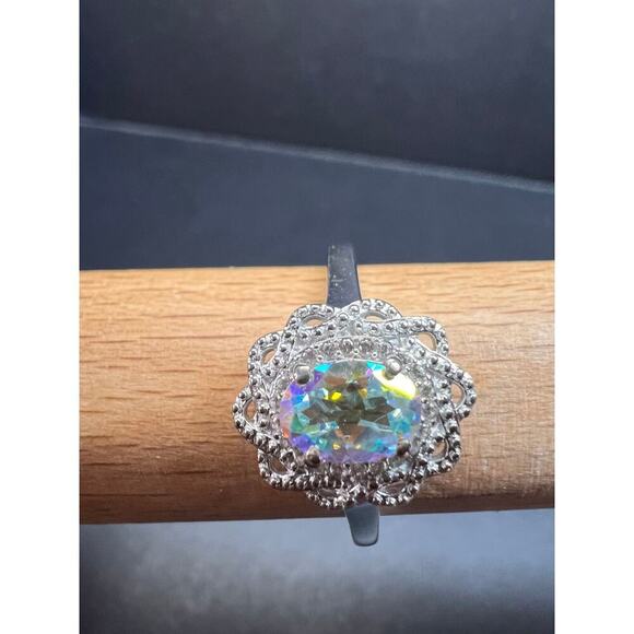 NEW Mercury Mystic topaz zircon celestial halo ring in sterling silver size 10 - Picture 12 of 16